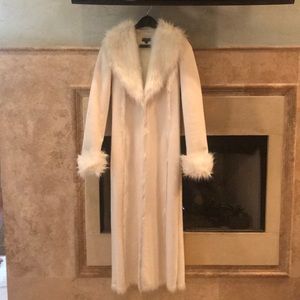 BEBE faux fur lined suede coat size small